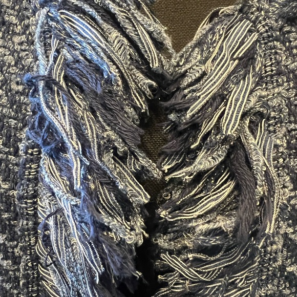 Chelsea & Theodore Fringe Trim Open Front Cardigan Sweater Size M - Picture 7 of 8